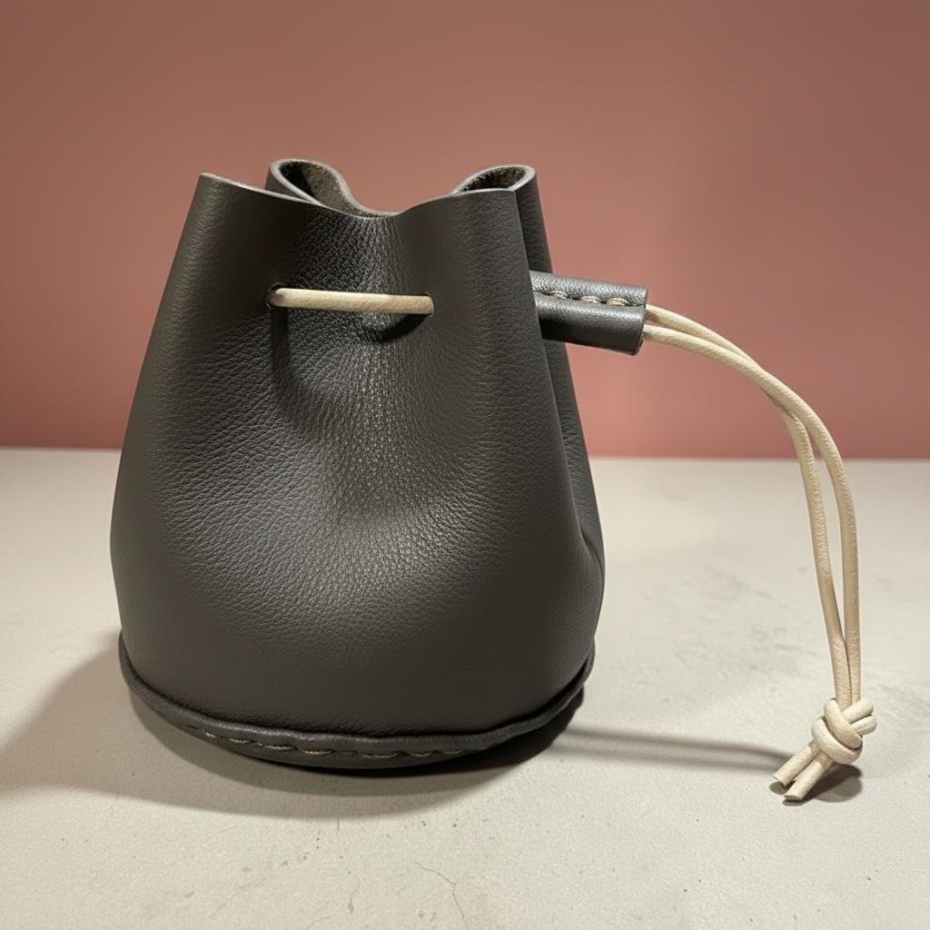 Handmade Leather Drawstring Coin Pouch | Personalized Small Change Bag