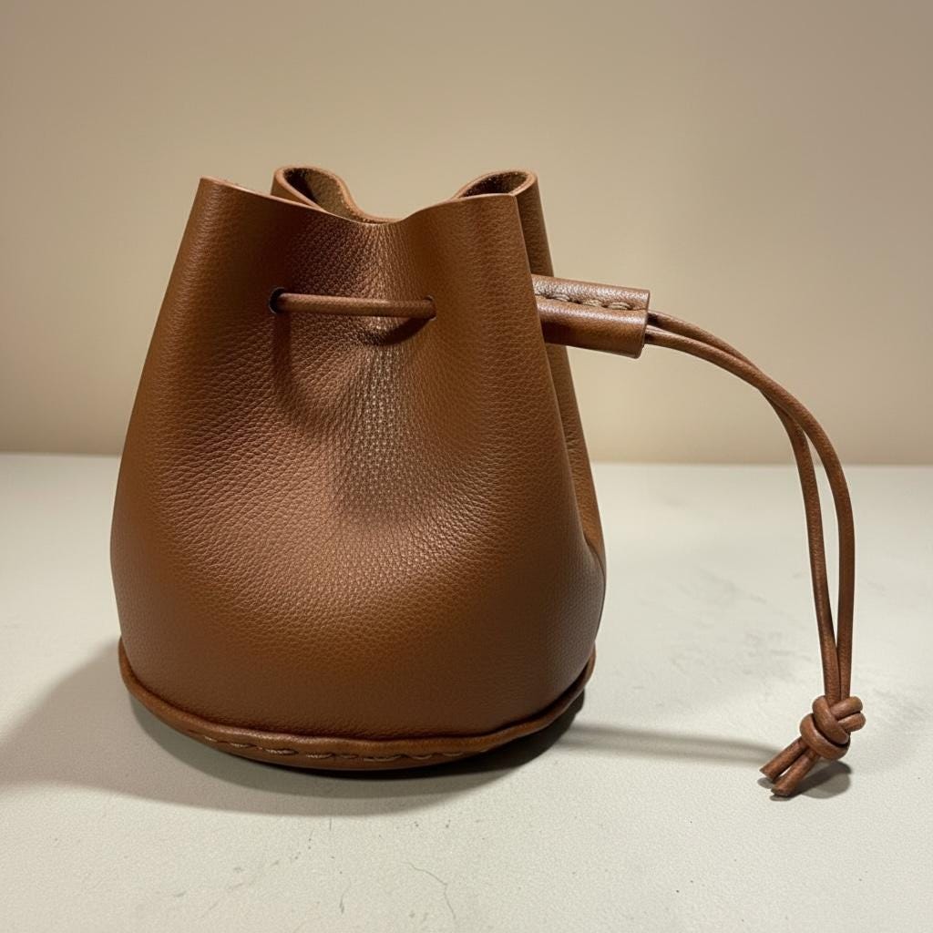 Handmade Leather Drawstring Coin Pouch | Personalized Small Change Bag