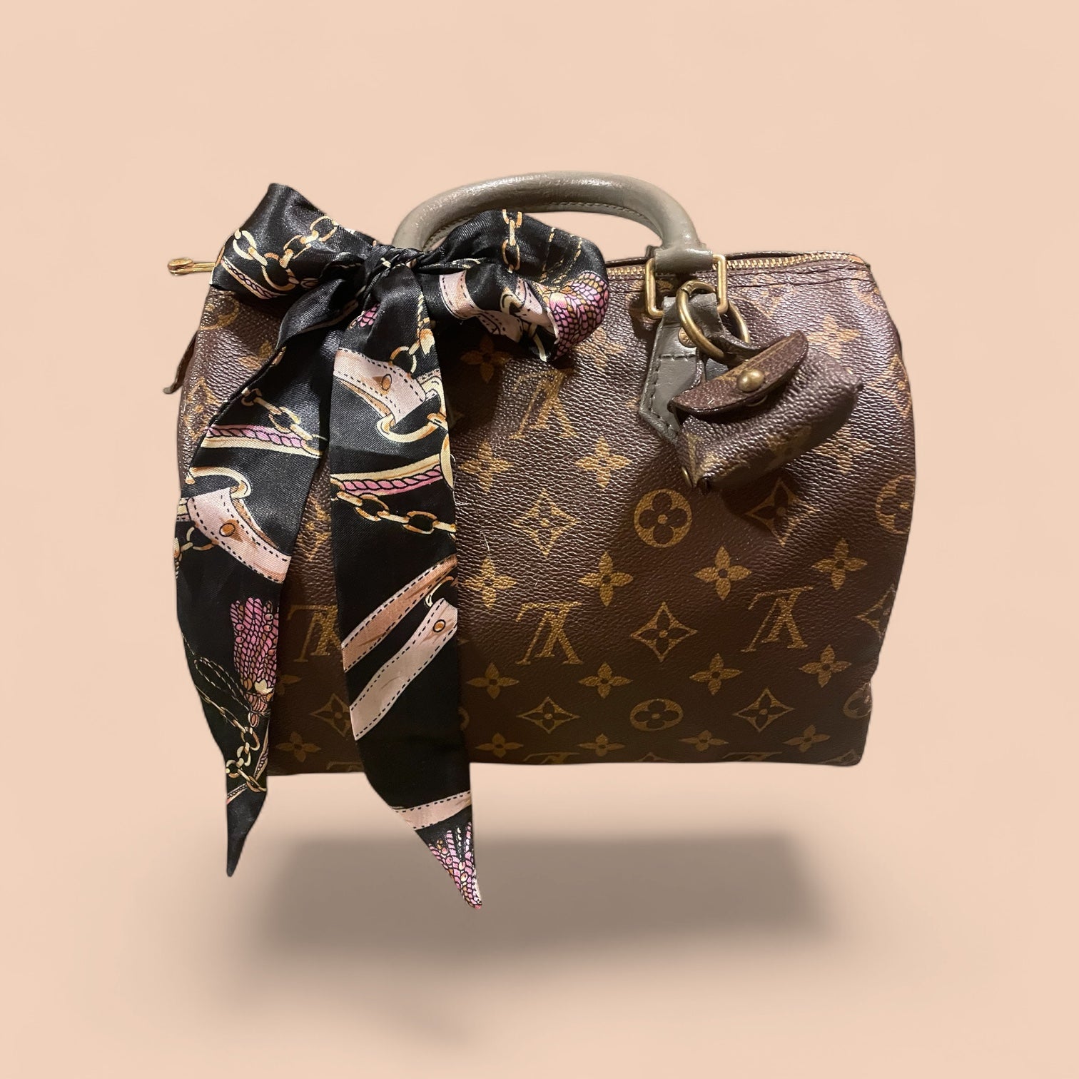 Repurposed Authentic Luxury LV Canvas Mini Purse Keychain/Charm