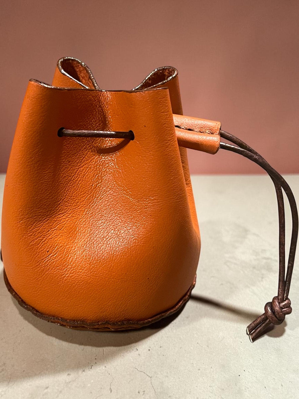 Handmade Leather Drawstring Coin Pouch | Personalized Small Change Bag